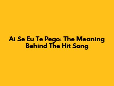 Ai Se Eu Te Pego: The Meaning Behind The Hit Song